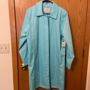 Worthington turquoise rain/trench coat size Large